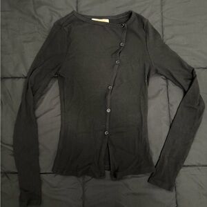 Women's Long Sleeve Ribbed Crewneck Shirts
Upper Button Fastening top